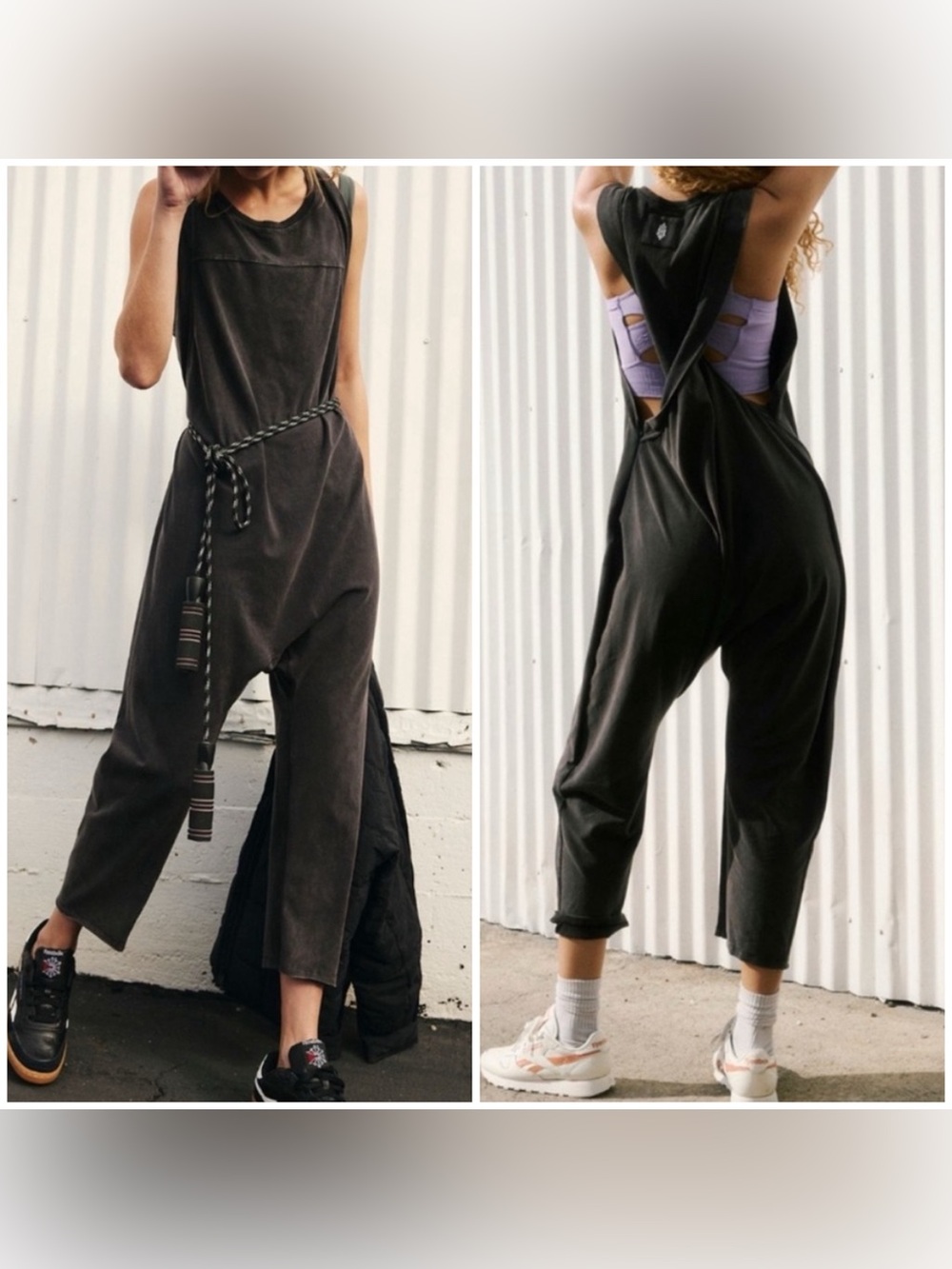 NWT Free People FP Movement Hot shot twisted onesie - washed black - XS